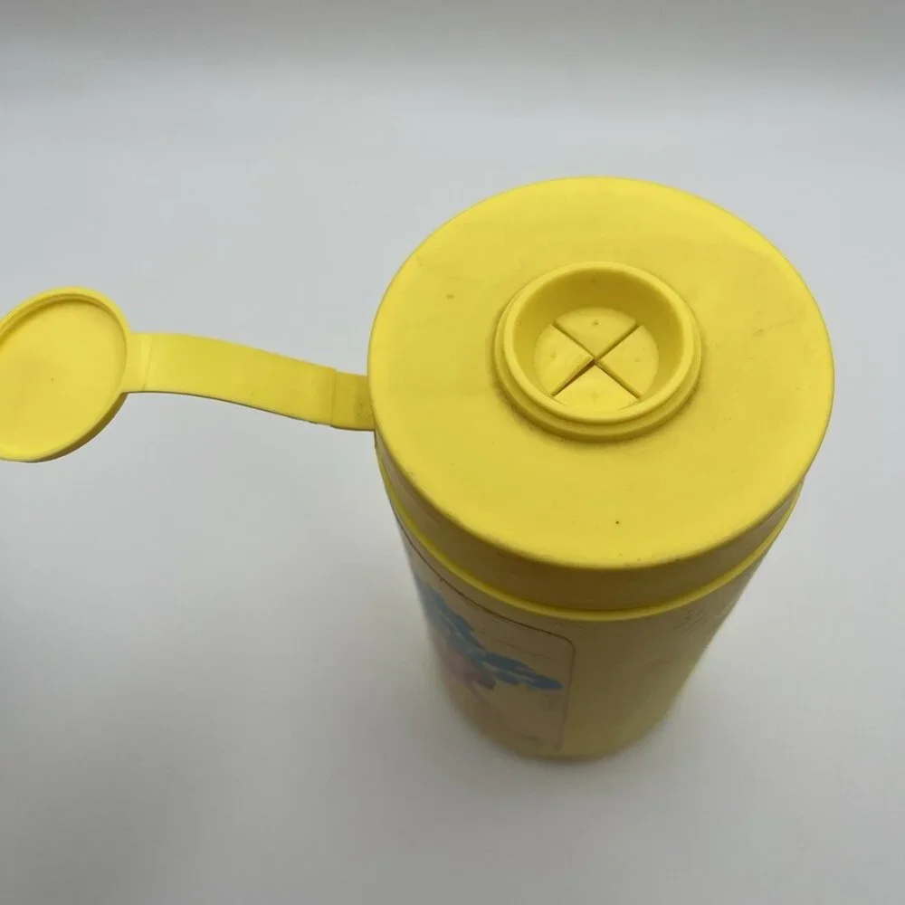 Vintage 80s Wet Ones Baby Size Towelettes Canister Retro Yellow Advertising